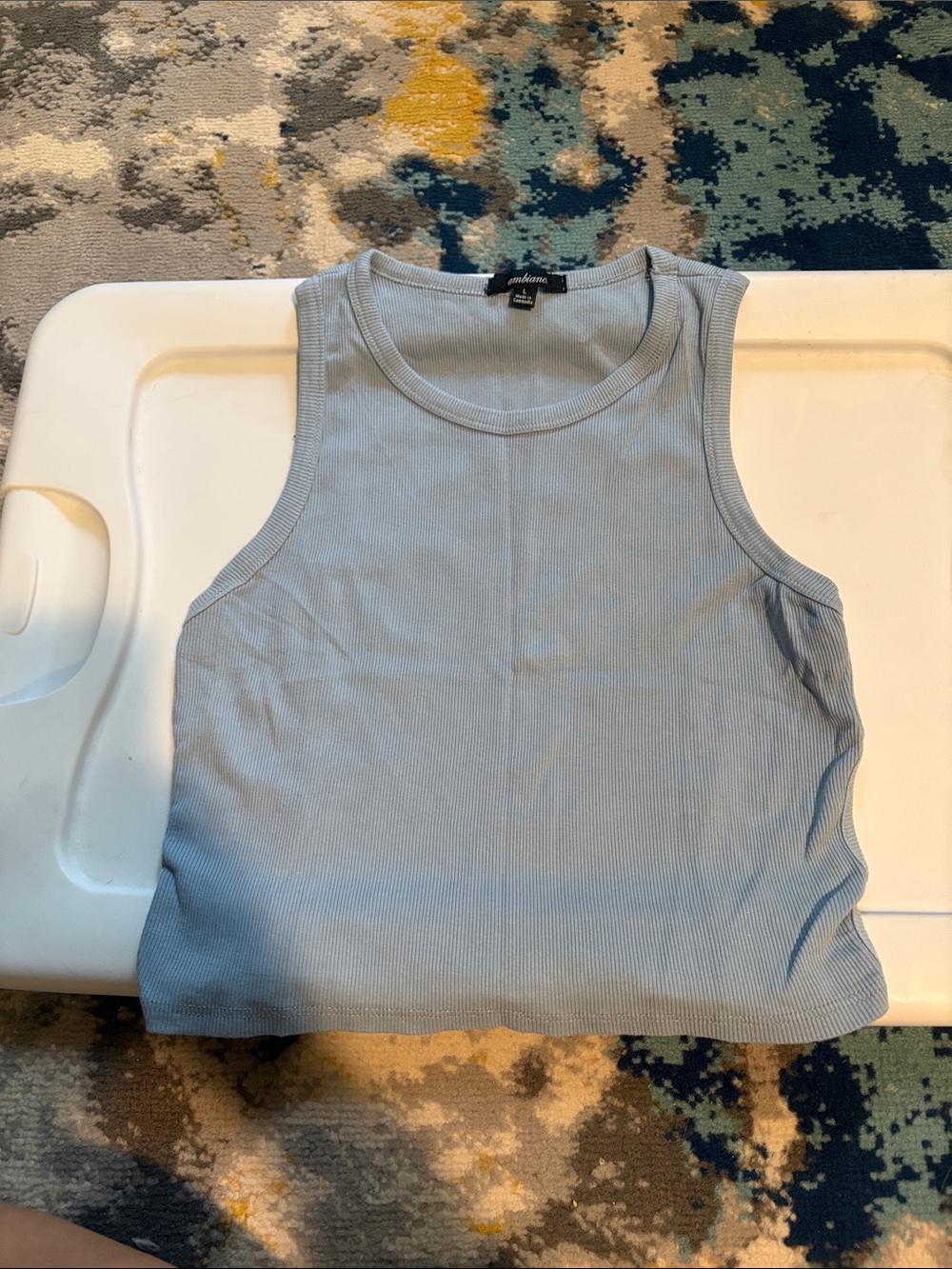 Ambiance Light Blue Ribbed Tank Top